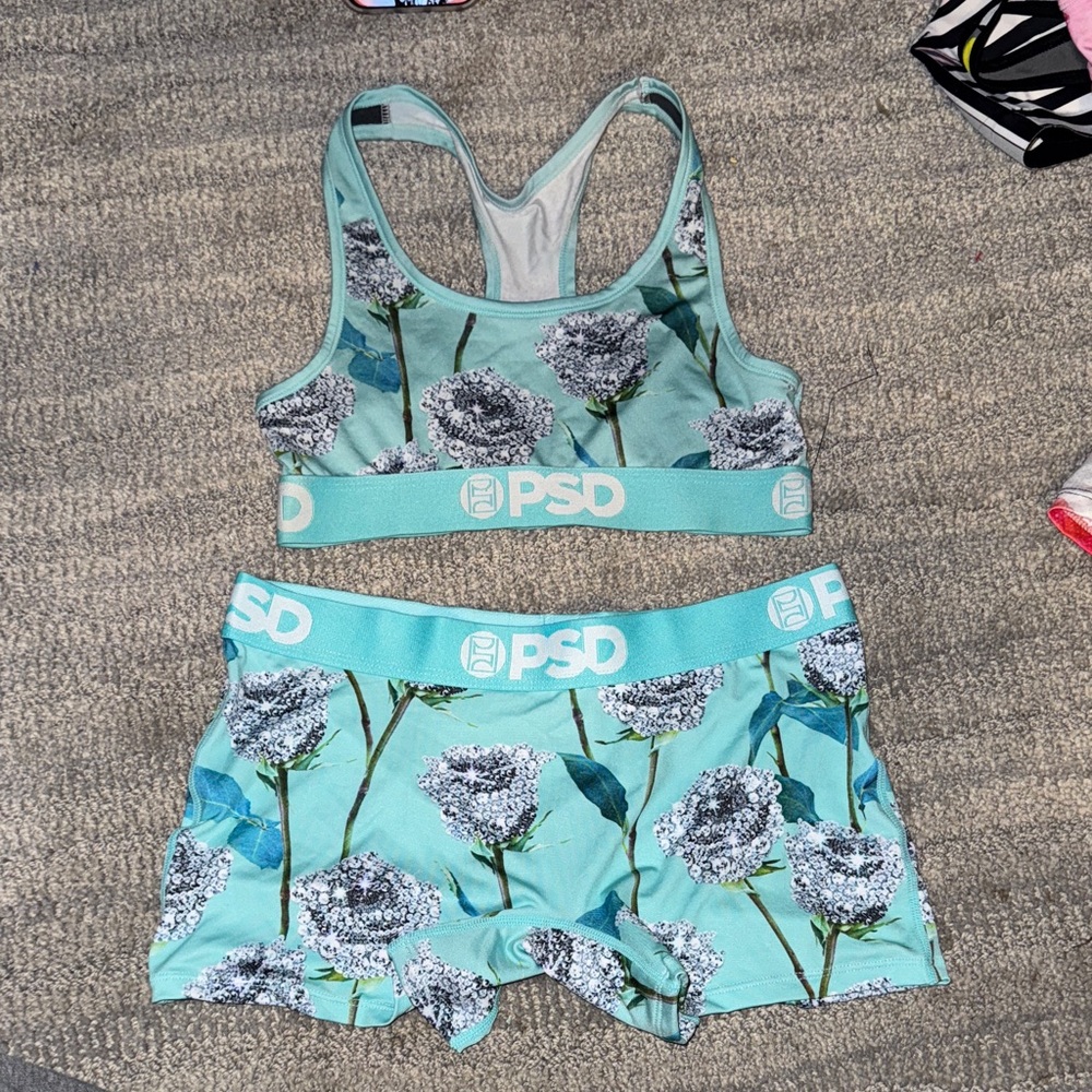 PSD Mint Floral Sports Bra and Boxer Set